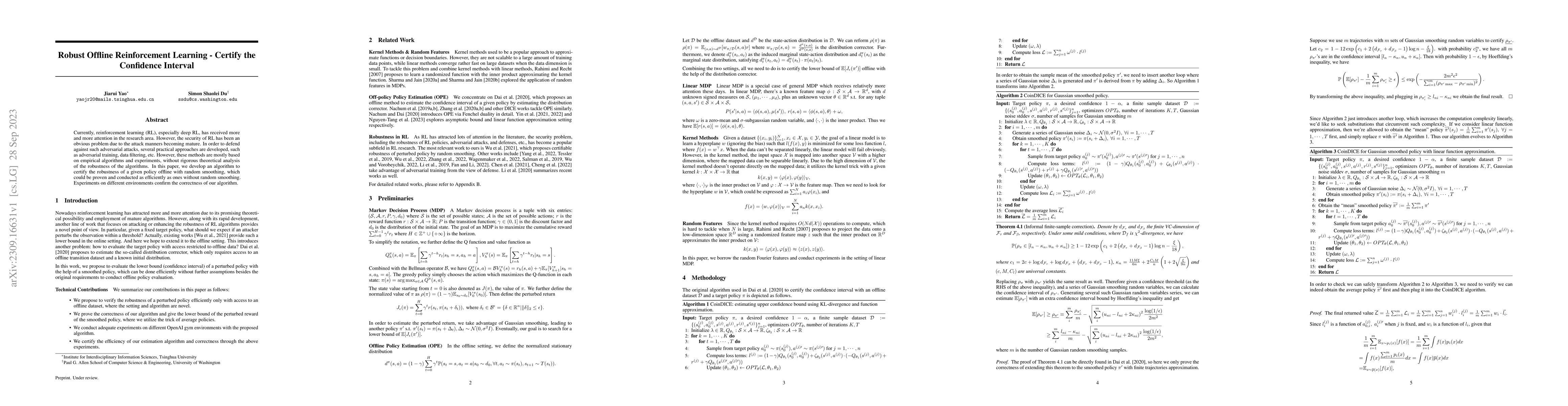 Thumbnail for Robust Offline Reinforcement Learning -- Certify the Confidence Interval