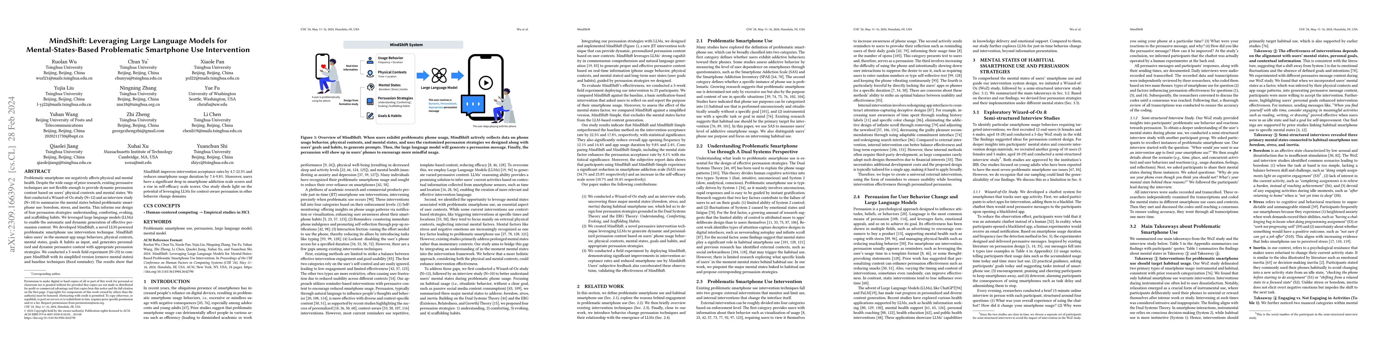 Thumbnail for MindShift: Leveraging Large Language Models for Mental-States-Based
  Problematic Smartphone Use Intervention