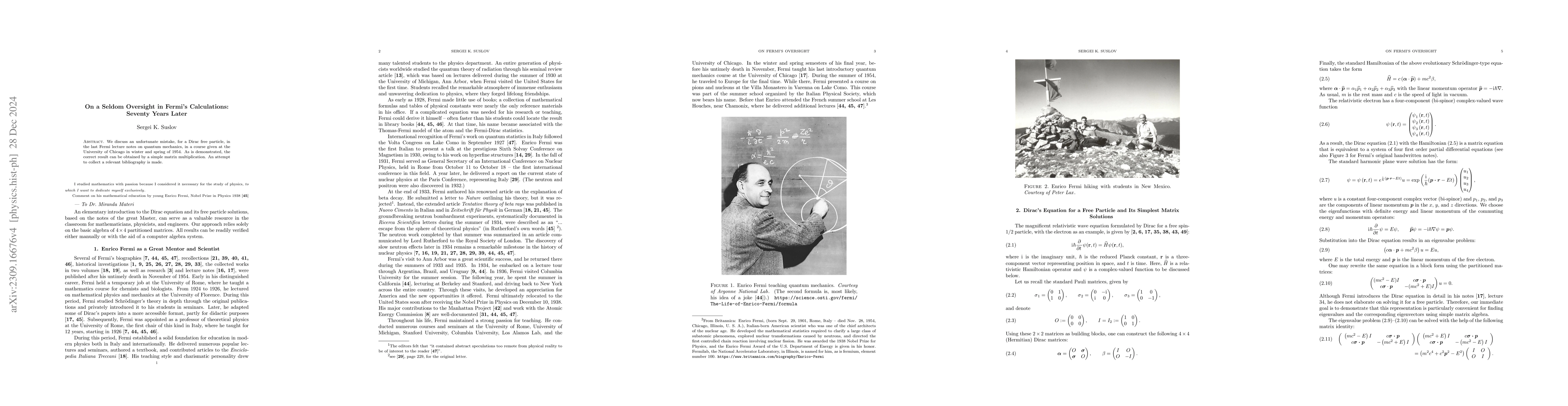 Thumbnail for On a Seldom Oversight in Fermi's Calculations: Seventy Years Later