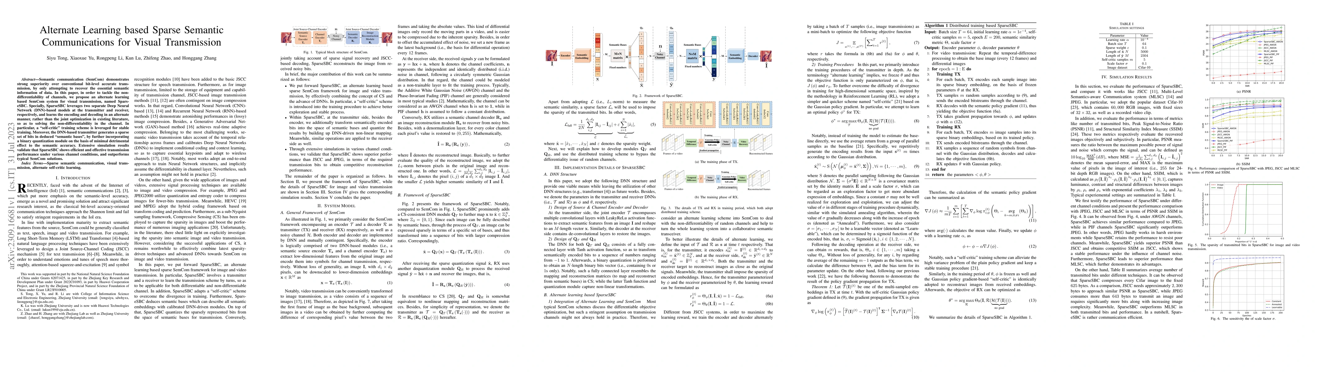 Thumbnail for Alternate Learning based Sparse Semantic Communications for Visual
  Transmission