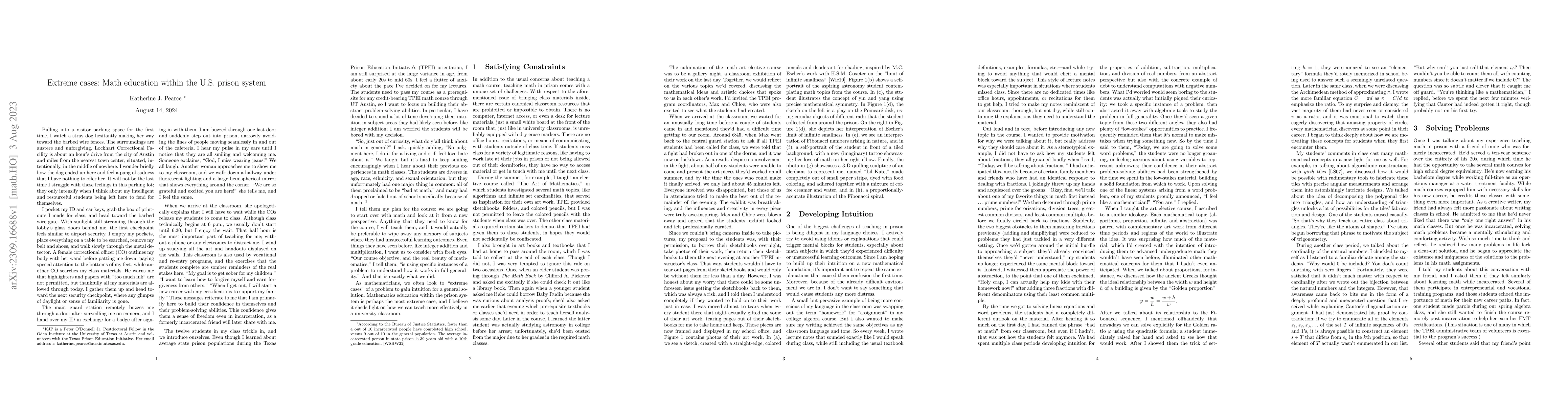 Thumbnail for Extreme cases: Math education within the U.S. prison system
