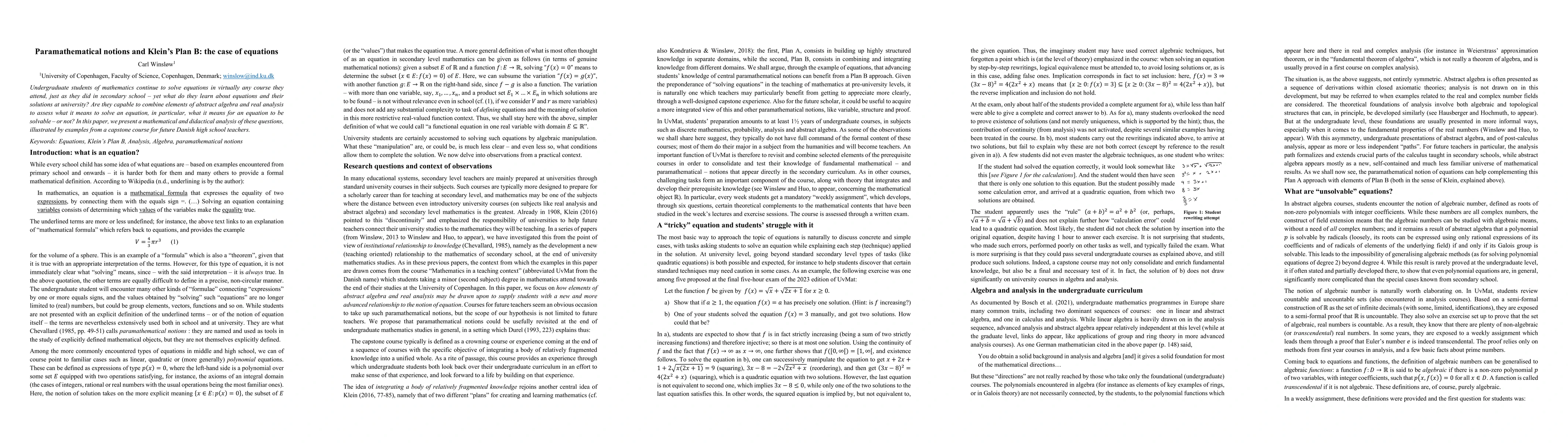 Thumbnail for Paramathematical notions and Klein's Plan B: the case of equations
