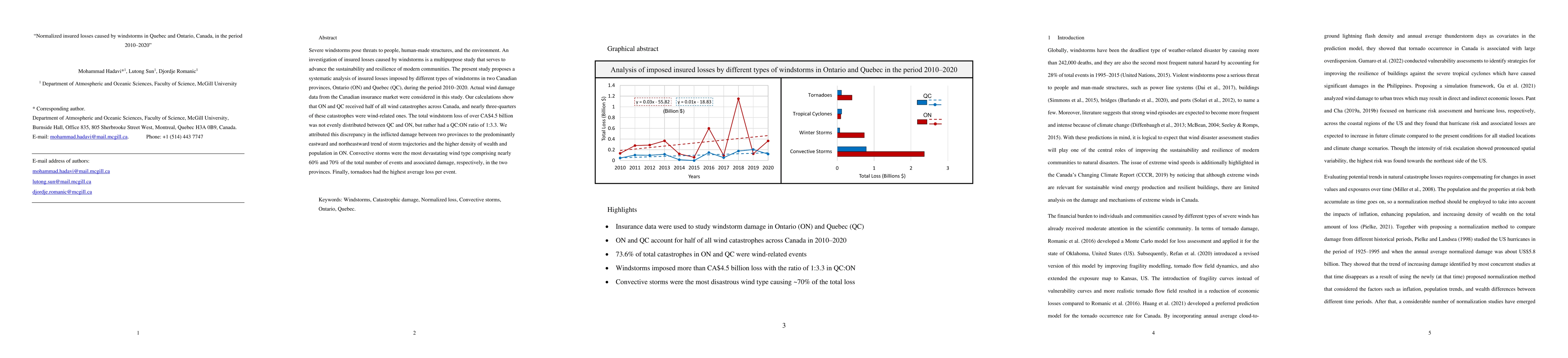 Thumbnail for Normalized insured losses caused by windstorms in Quebec and Ontario,
  Canada, in the period 2008-2021