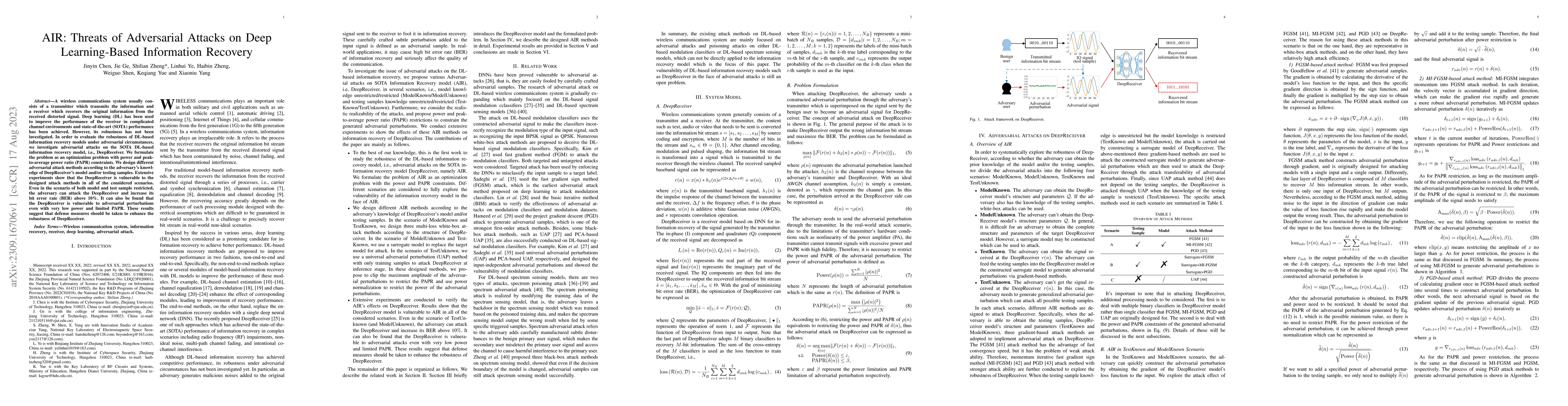 Thumbnail for AIR: Threats of Adversarial Attacks on Deep Learning-Based Information
  Recovery