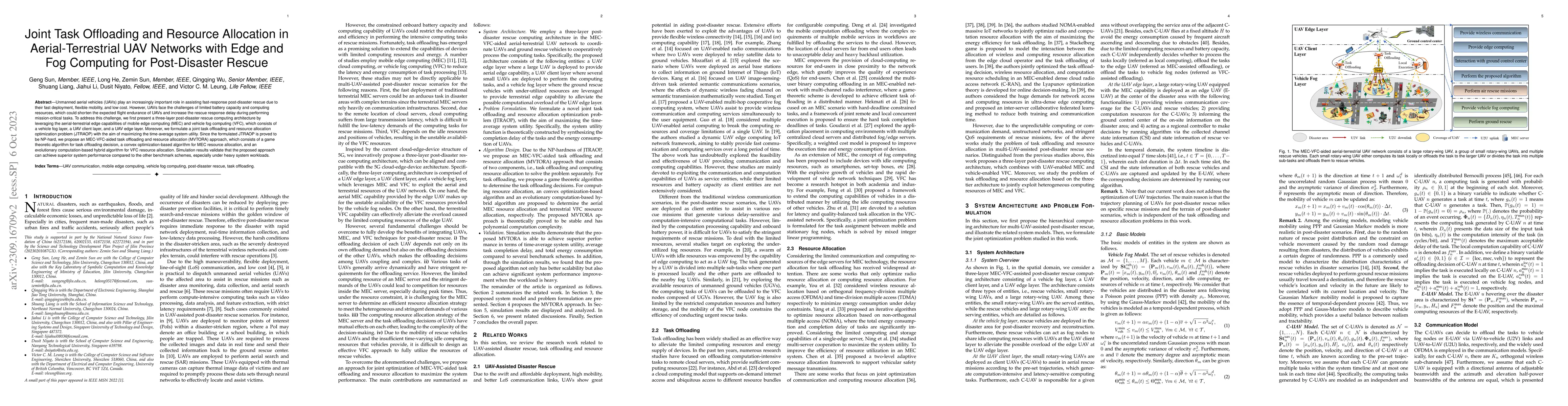 Thumbnail for Joint Task Offloading and Resource Allocation in Aerial-Terrestrial UAV
  Networks with Edge and Fog Computing for Post-Disaster Rescue
