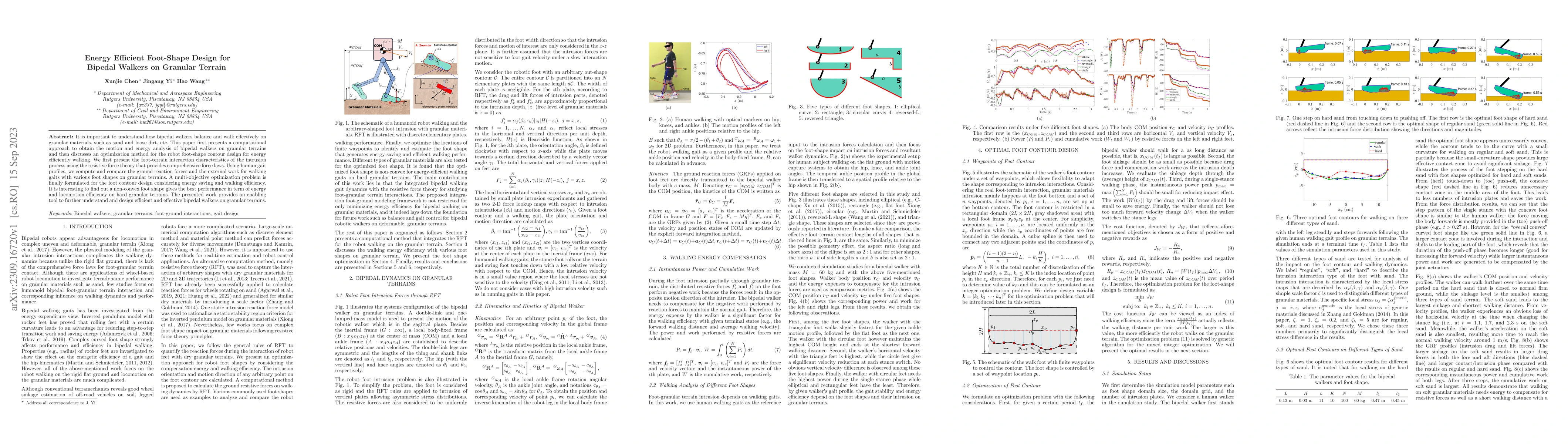 Thumbnail for Energy Efficient Foot-Shape Design for Bipedal Walkers on Granular
  Terrain