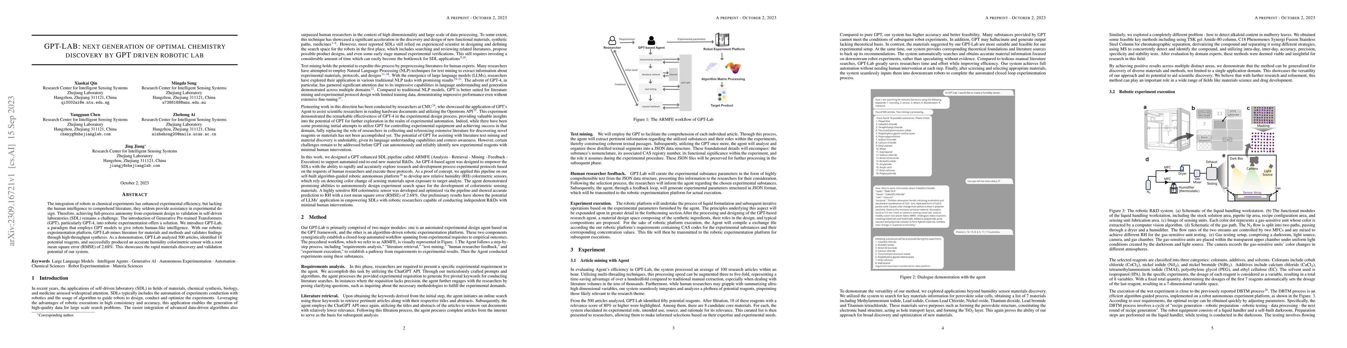 Thumbnail for GPT-Lab: Next Generation Of Optimal Chemistry Discovery By GPT Driven
  Robotic Lab
