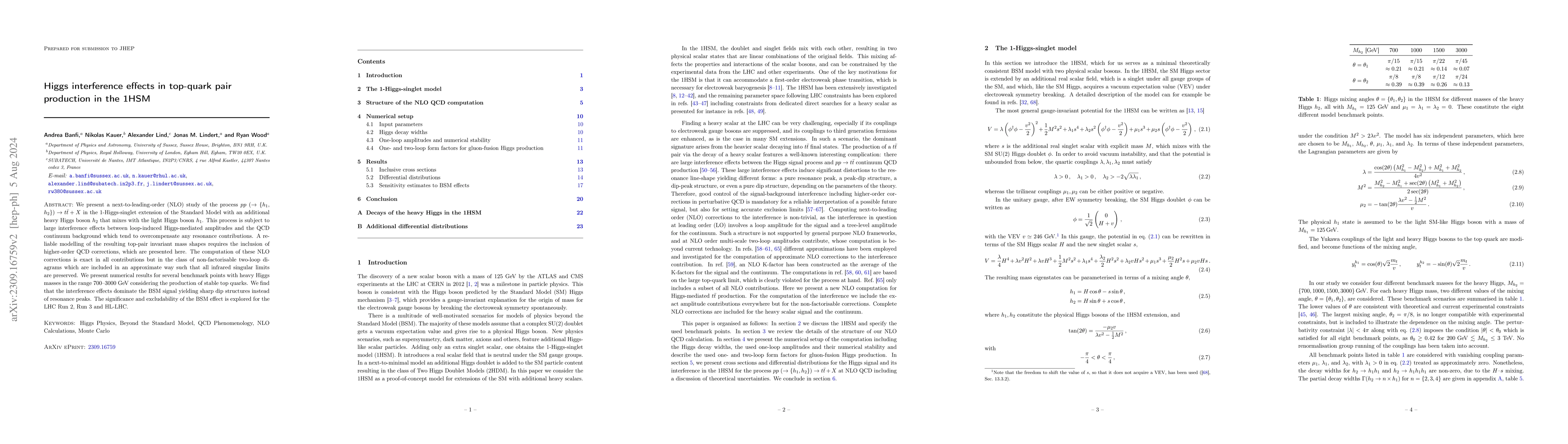 Thumbnail for Higgs interference effects in top-quark pair production in the 1HSM