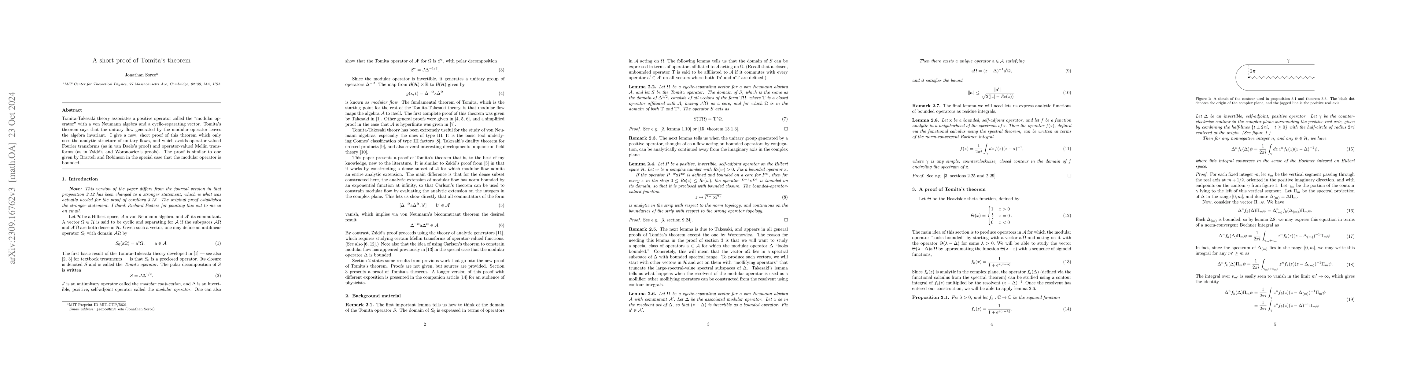 Thumbnail for A short proof of Tomita's theorem