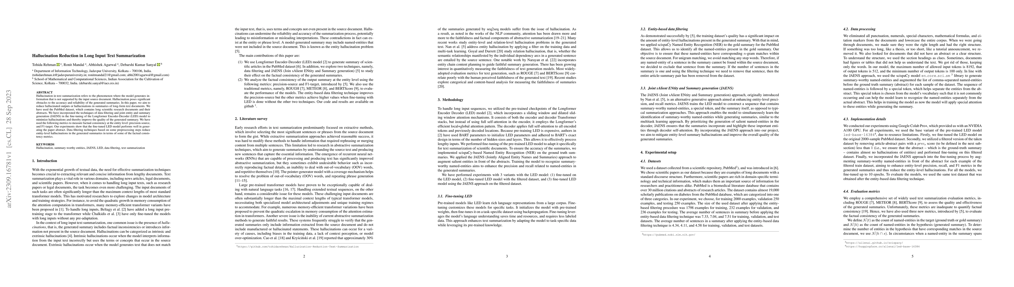 Thumbnail for Hallucination Reduction in Long Input Text Summarization