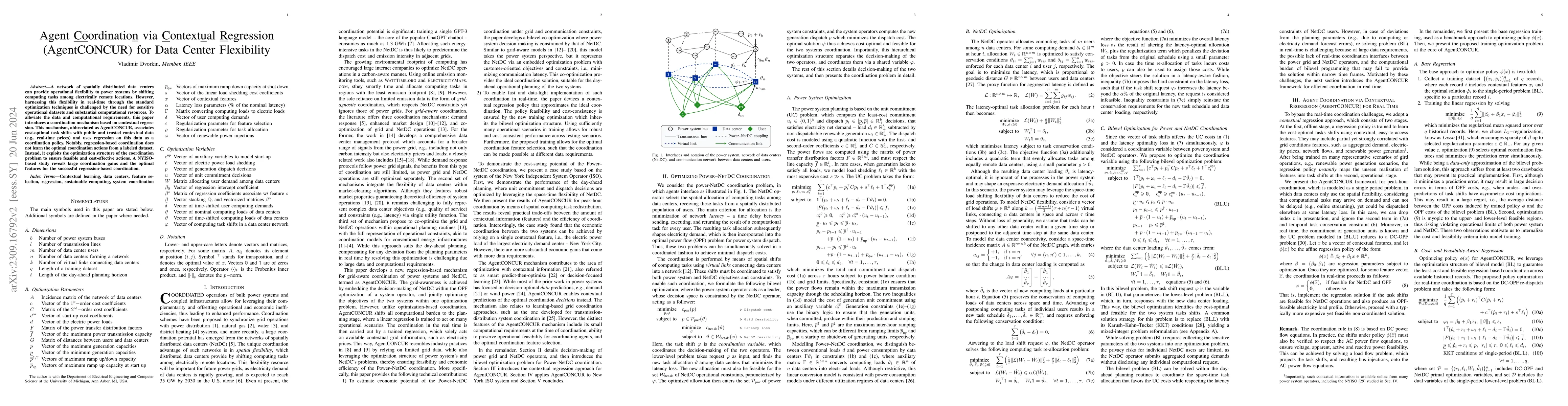 Thumbnail for Agent Coordination via Contextual Regression (AgentCONCUR) for Data
  Center Flexibility