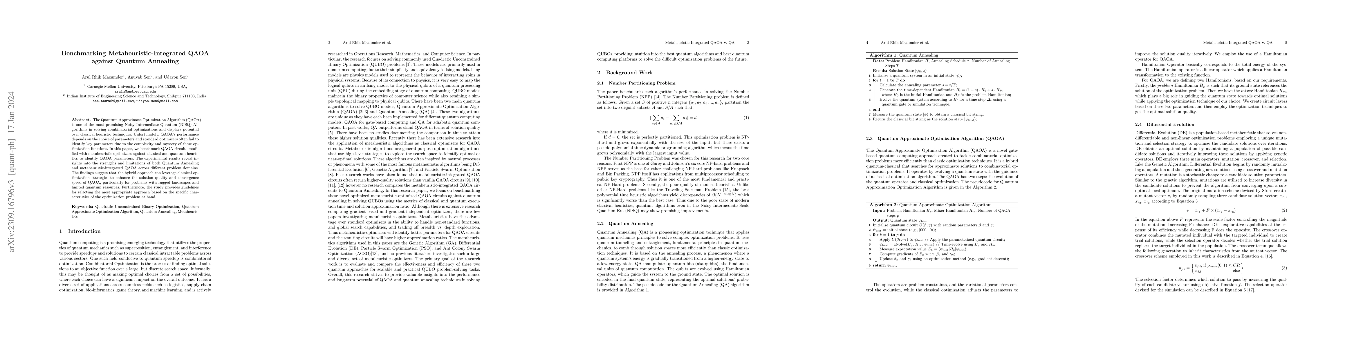 Thumbnail for Benchmarking Metaheuristic-Integrated QAOA against Quantum Annealing