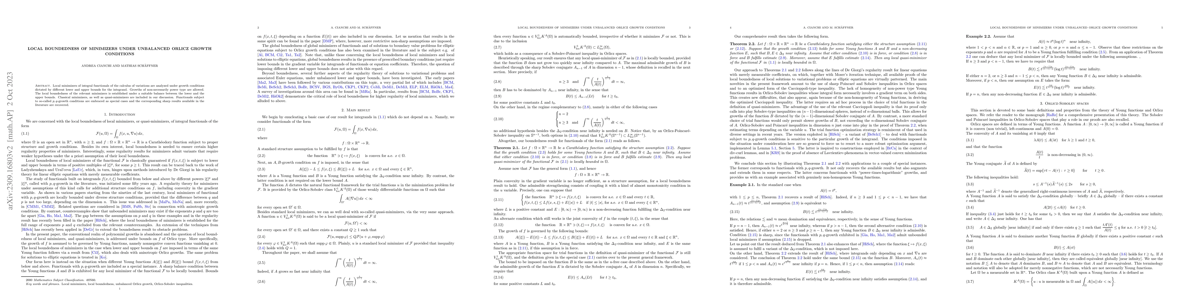Thumbnail for Local boundedness of minimizers under unbalanced Orlicz growth
  conditions
