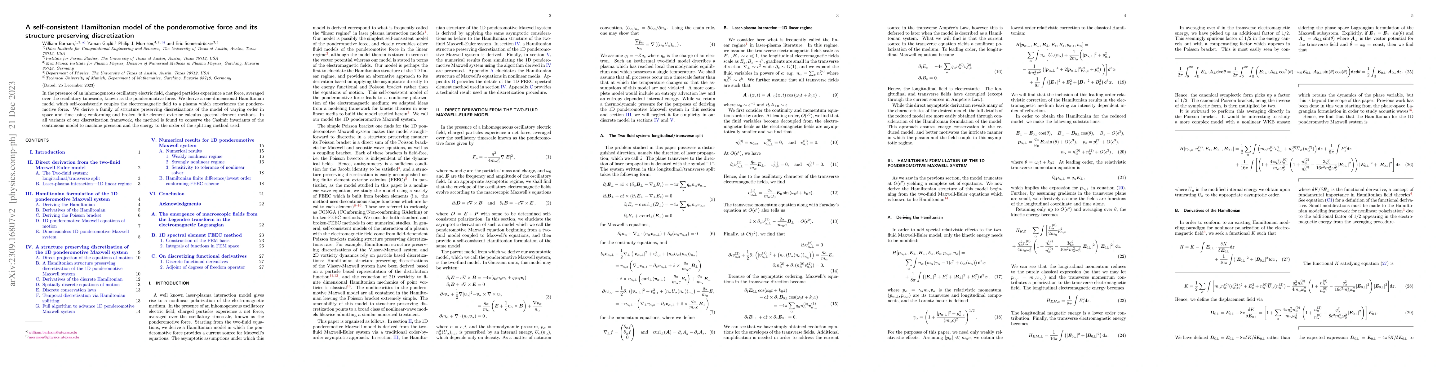 Thumbnail for A self-consistent Hamiltonian model of the ponderomotive force and its
  structure preserving discretization