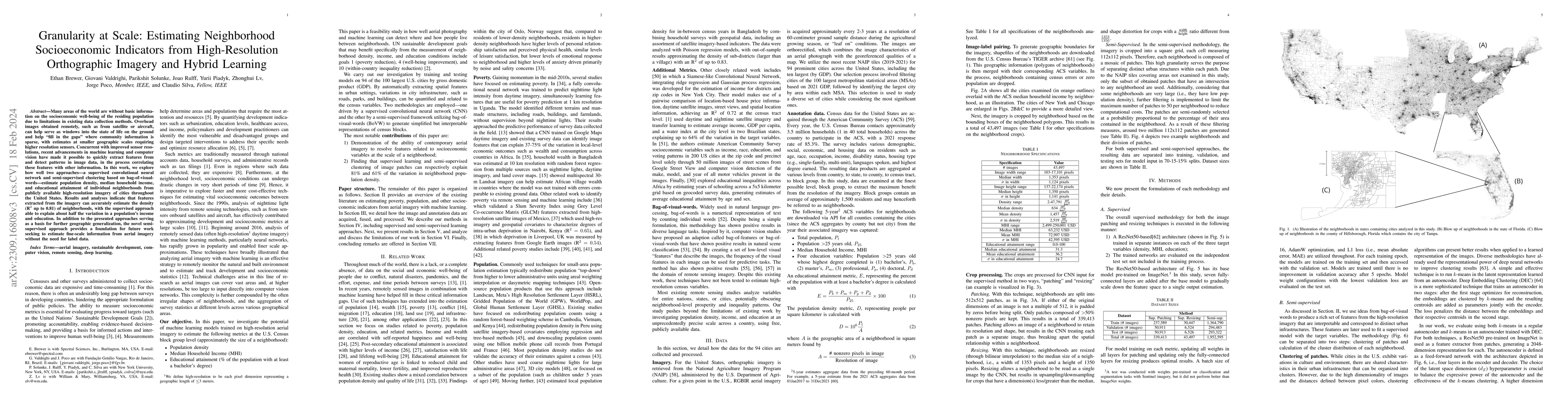 Thumbnail for Granularity at Scale: Estimating Neighborhood Socioeconomic Indicators
  from High-Resolution Orthographic Imagery and Hybrid Learning