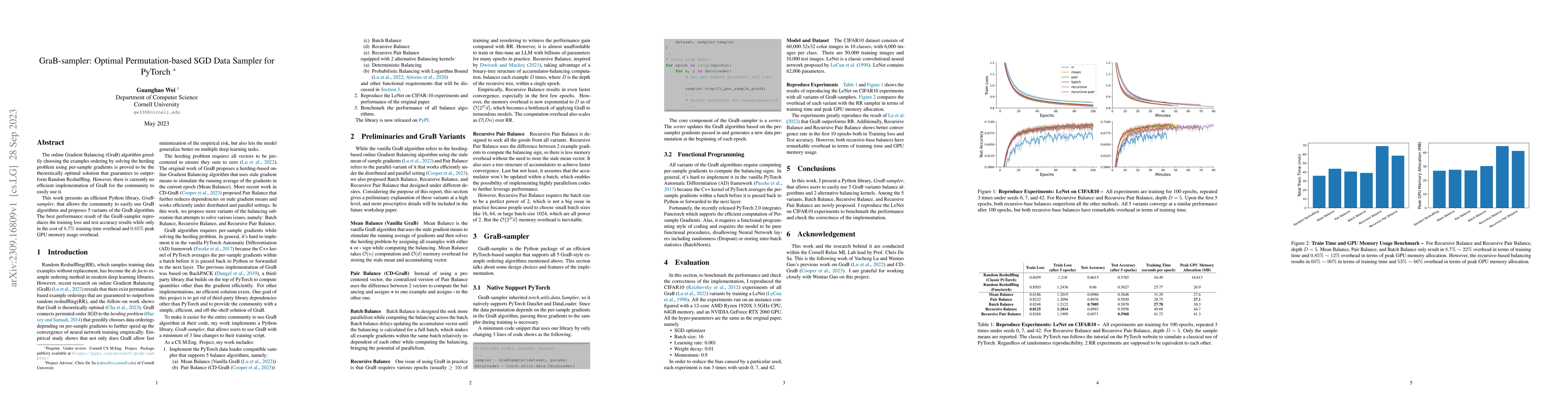 Thumbnail for GraB-sampler: Optimal Permutation-based SGD Data Sampler for PyTorch