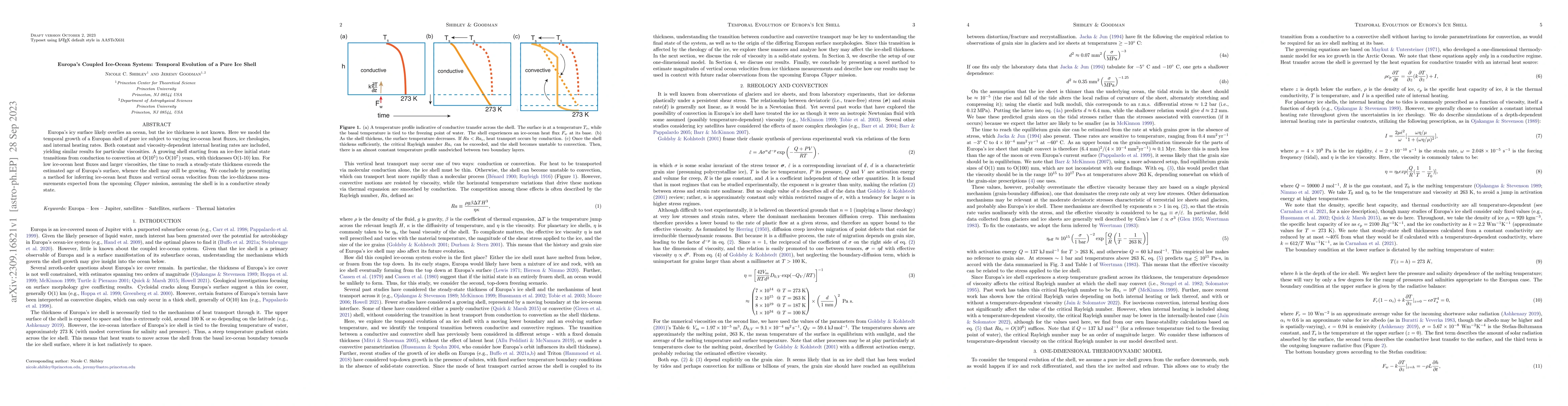 Thumbnail for Europa's Coupled Ice-Ocean System: Temporal Evolution of a Pure Ice
  Shell
