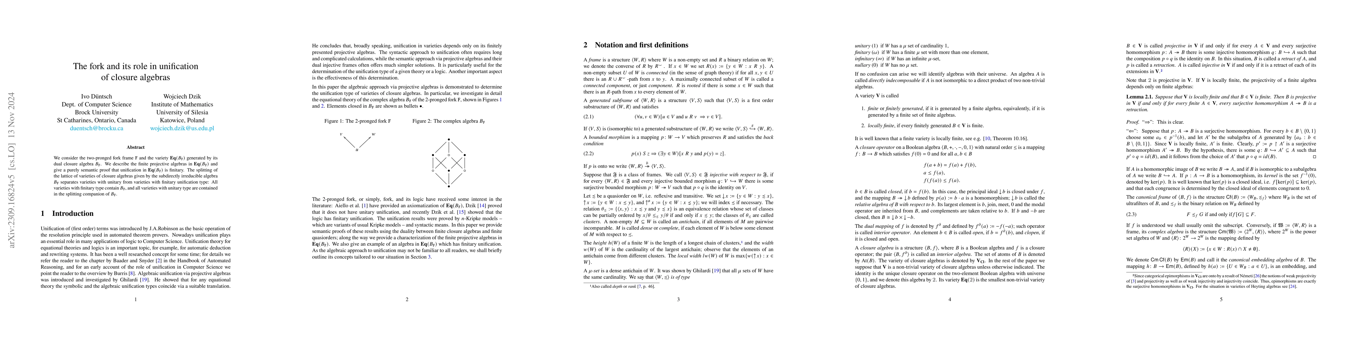 Thumbnail for The fork and its role in unification of closure algebras