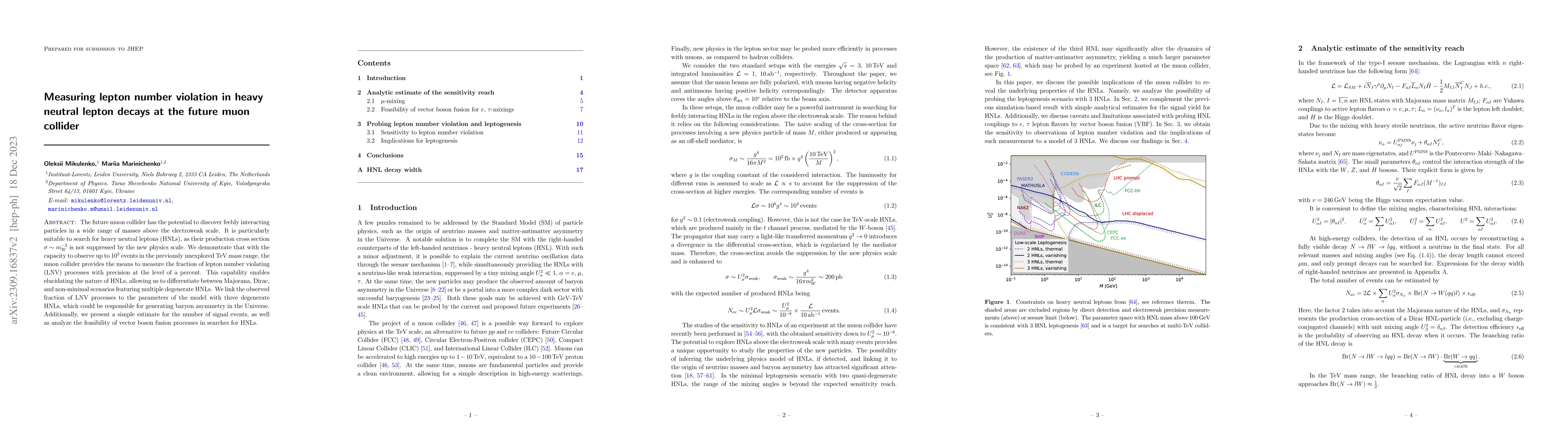 Thumbnail for Measuring lepton number violation in heavy neutral lepton decays at the
  future muon collider