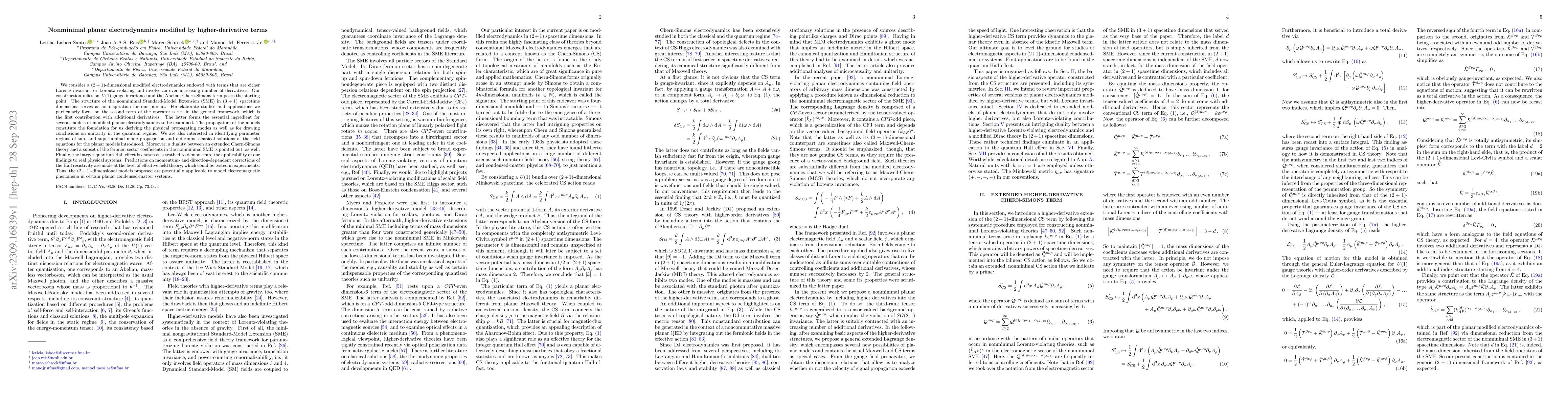 Thumbnail for Nonminimal planar electrodynamics modified by higher-derivative terms