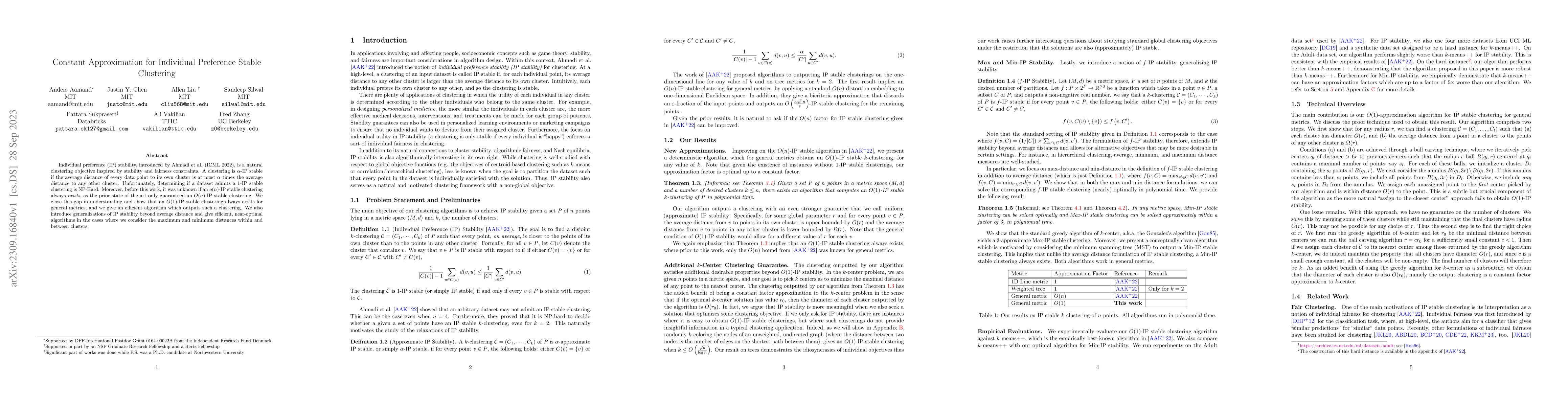 Thumbnail for Constant Approximation for Individual Preference Stable Clustering