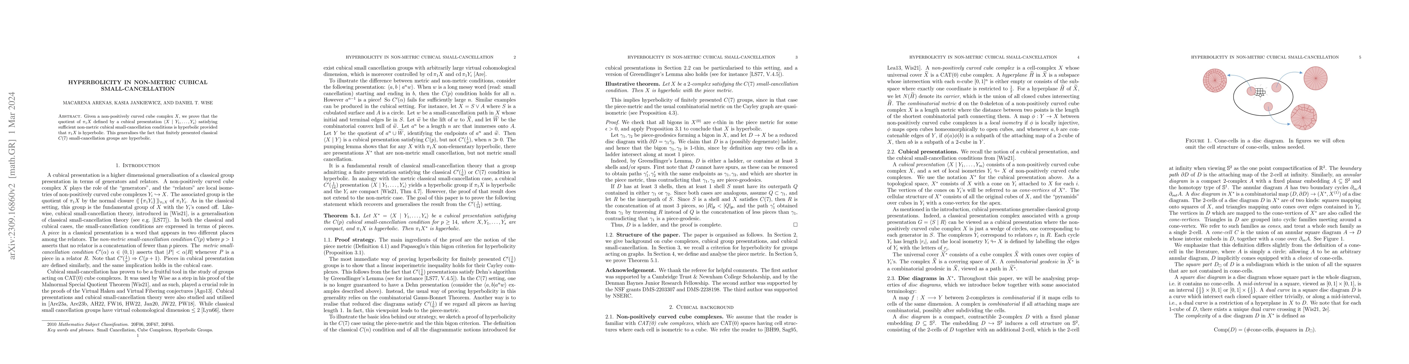 Thumbnail for Hyperbolicity in non-metric cubical small-cancellation