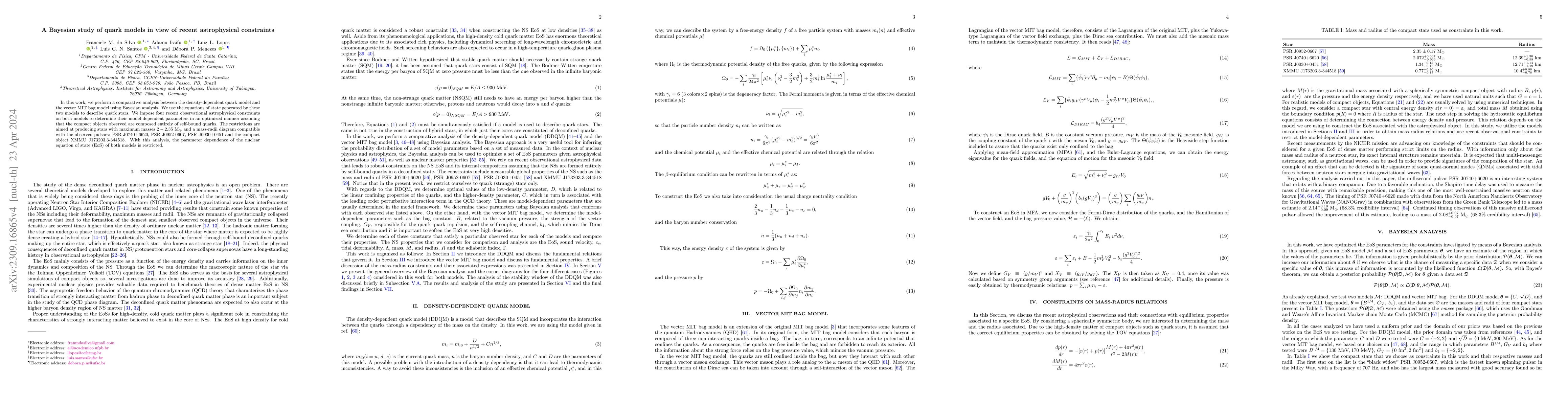 Thumbnail for A Bayesian study of quark models in view of recent astrophysical
  constraints