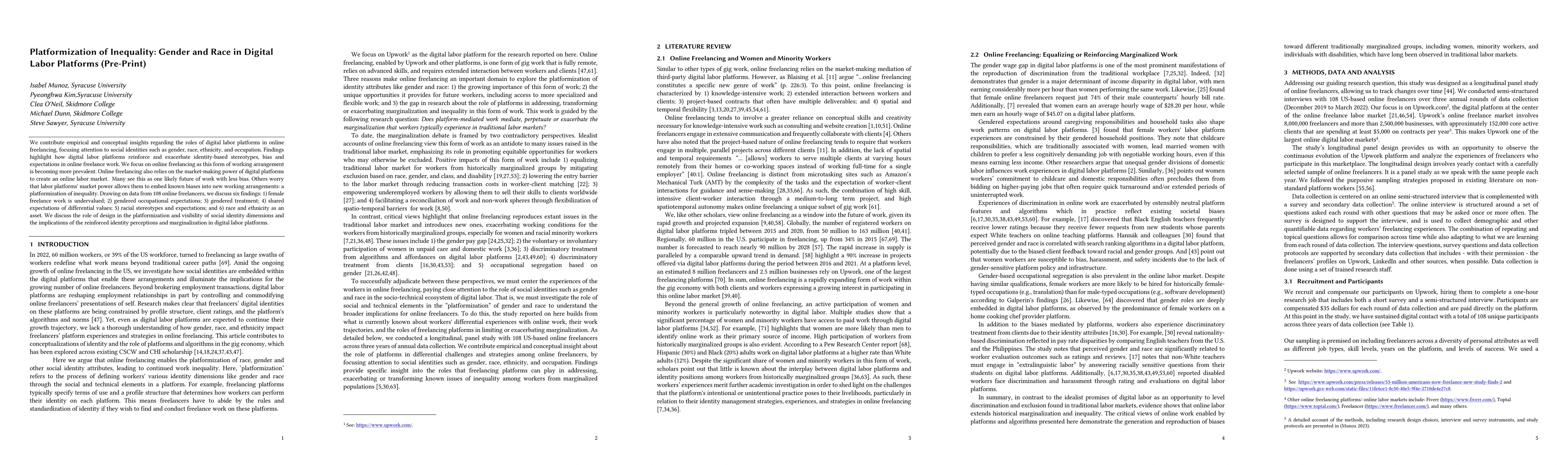 Thumbnail for Platformization of Inequality: Gender and Race in Digital Labor
  Platforms