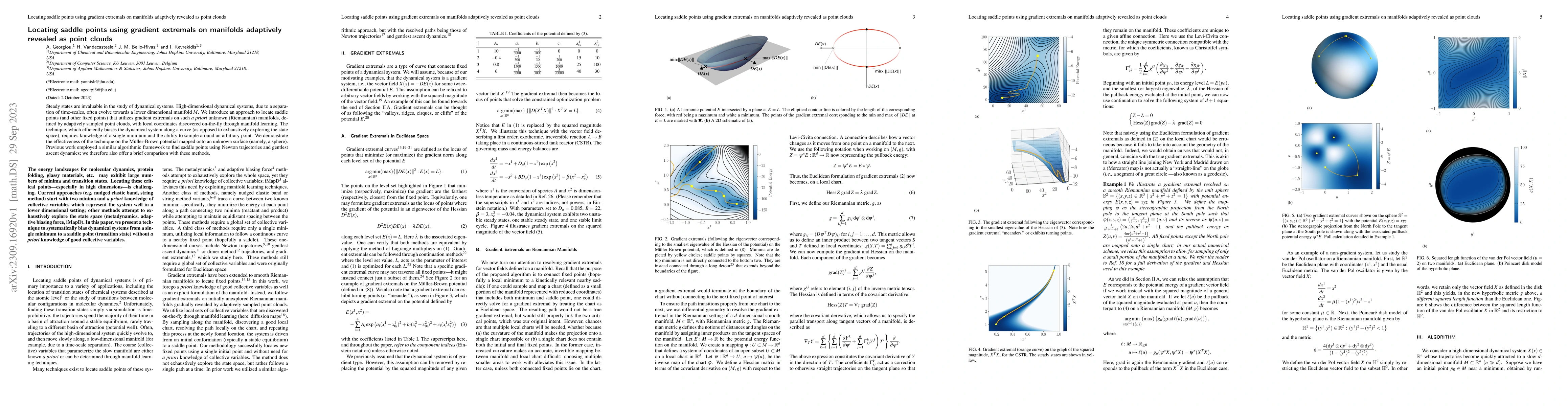 Thumbnail for Locating saddle points using gradient extremals on manifolds adaptively
  revealed as point clouds