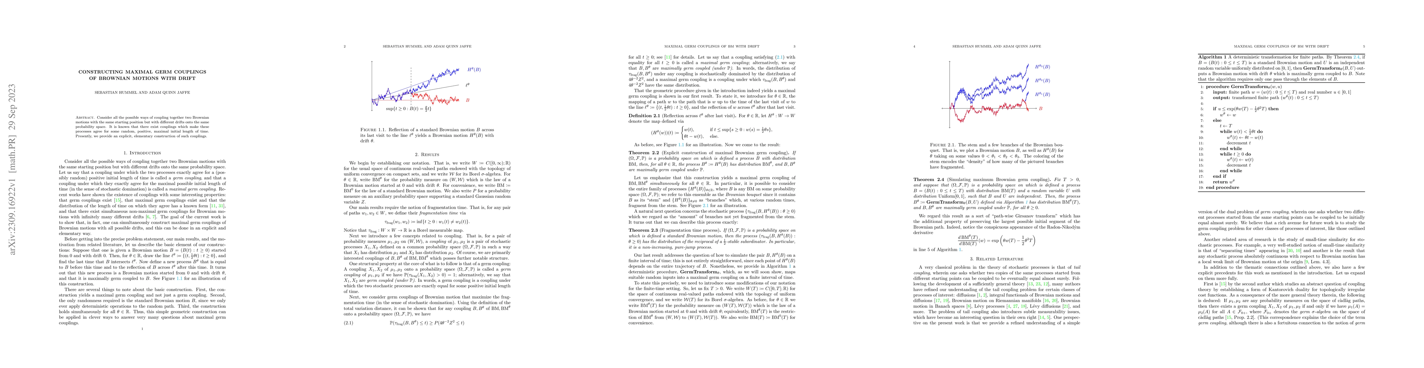 Thumbnail for Constructing Maximal Germ Couplings of Brownian Motions with Drift