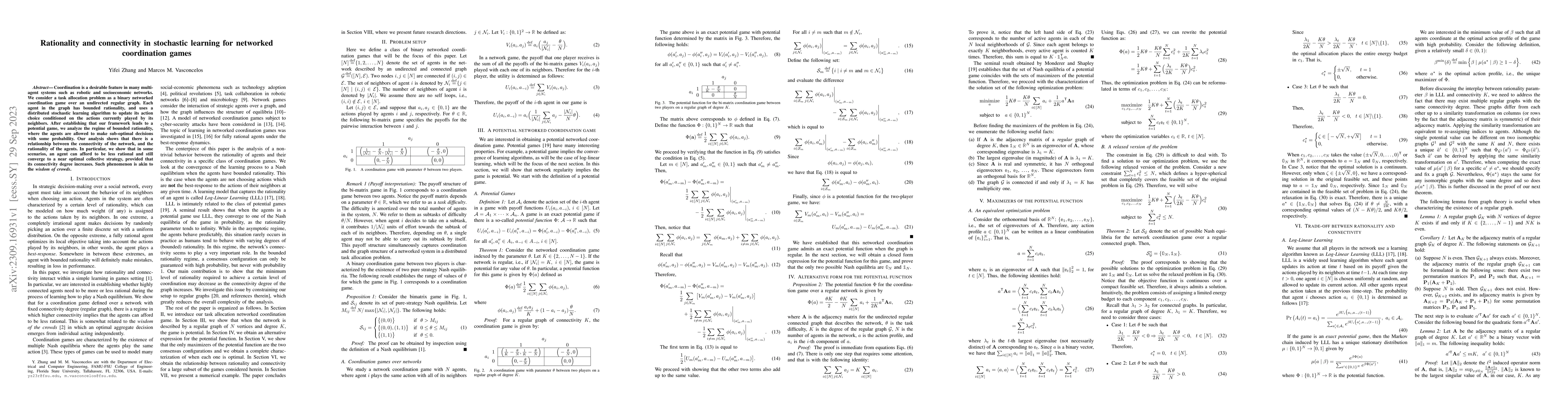 Thumbnail for Rationality and connectivity in stochastic learning for networked
  coordination games
