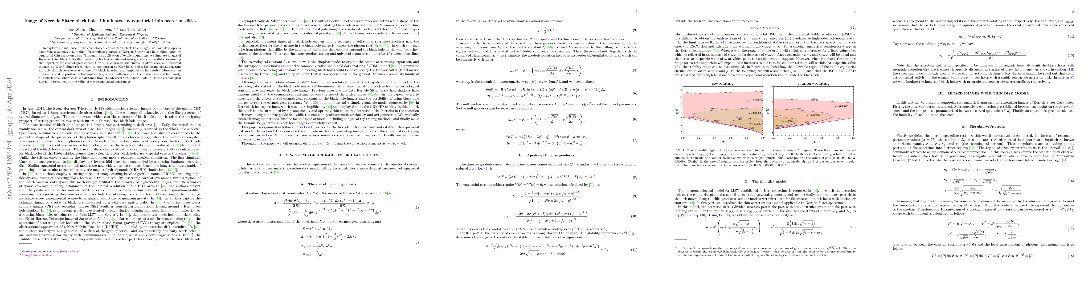Thumbnail for Image of Kerr-de Sitter black holes illuminated by equatorial thin
  accretion disks