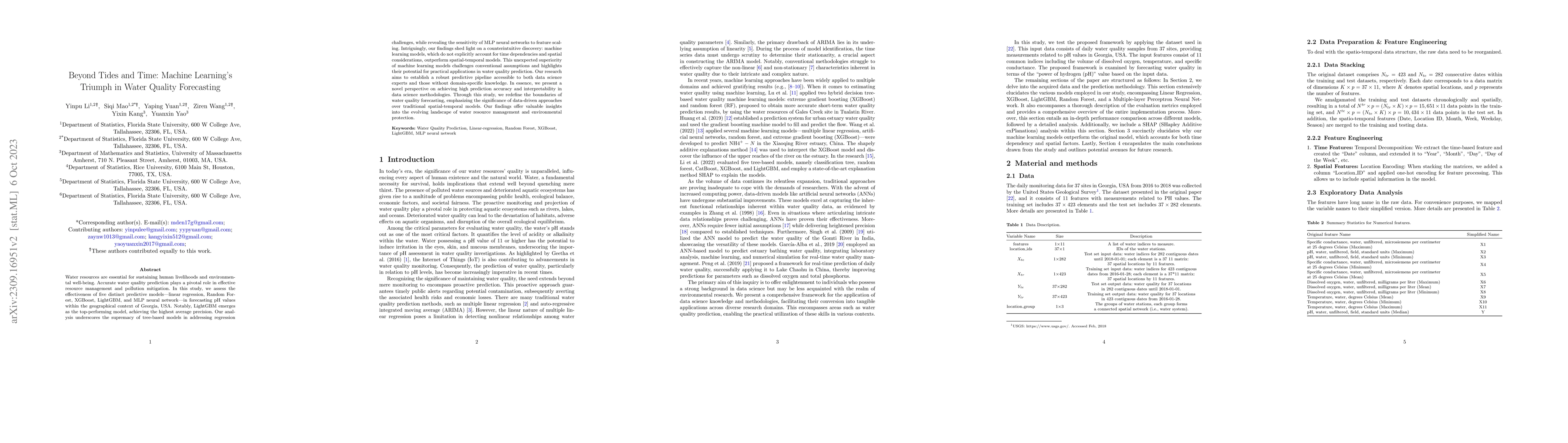 Thumbnail for Beyond Tides and Time: Machine Learning Triumph in Water Quality