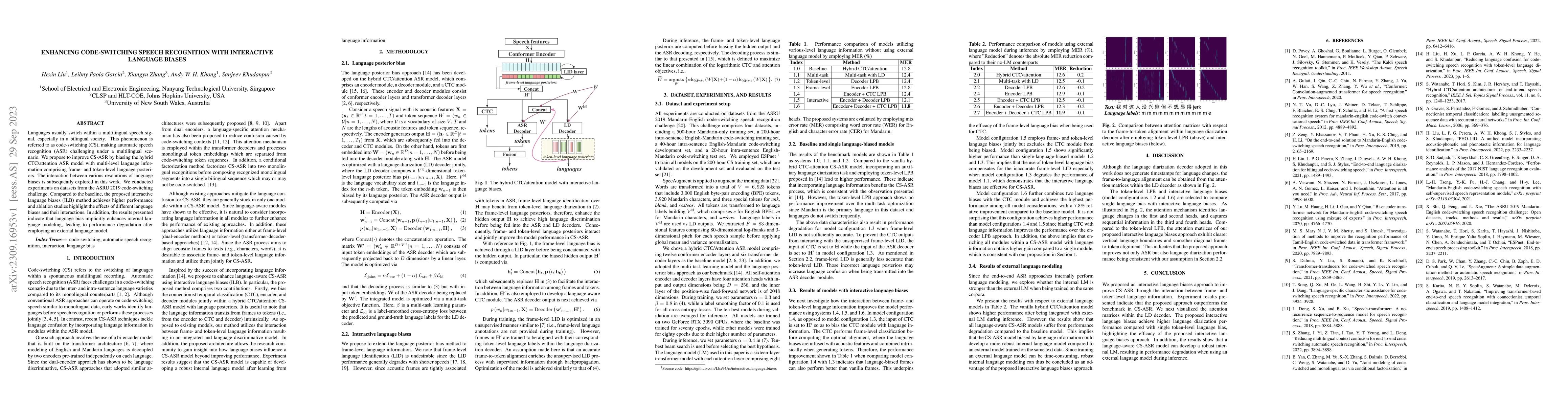 Thumbnail for Enhancing Code-switching Speech Recognition with Interactive Language
  Biases
