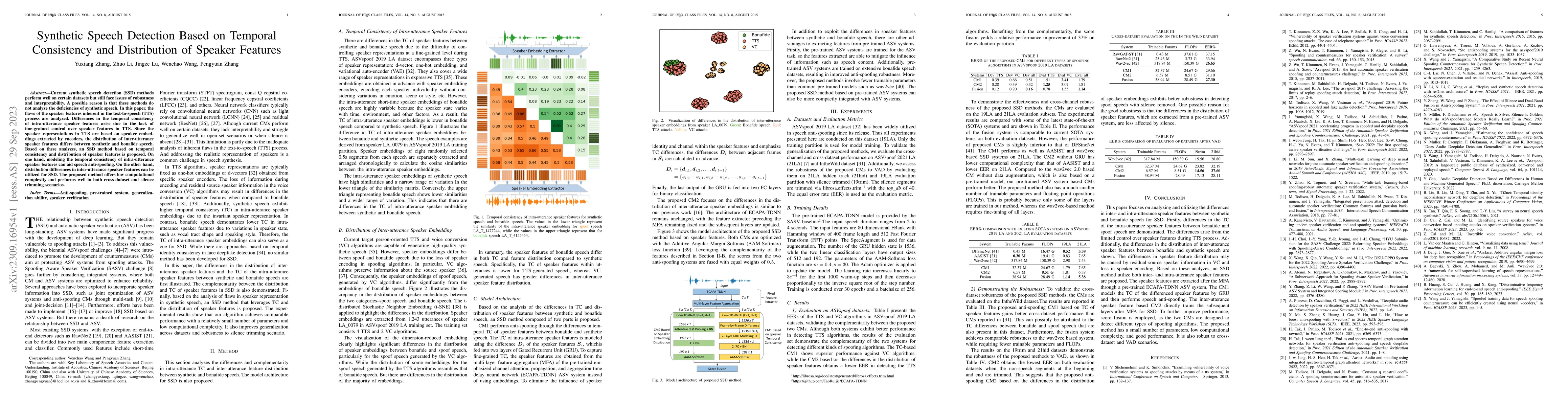 Thumbnail for Synthetic Speech Detection Based on Temporal Consistency and
  Distribution of Speaker Features