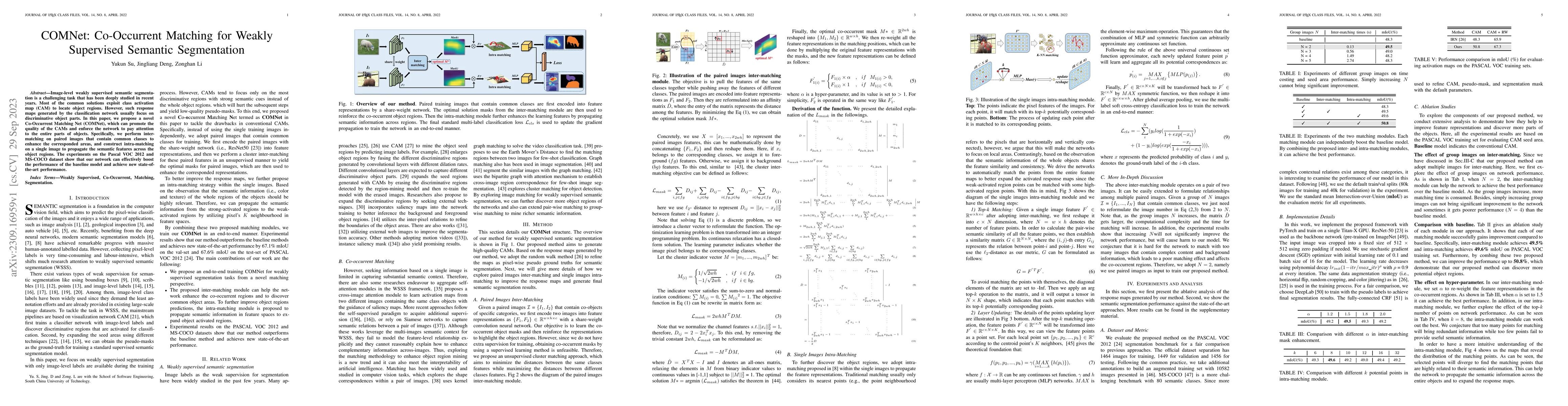 Thumbnail for COMNet: Co-Occurrent Matching for Weakly Supervised Semantic
  Segmentation