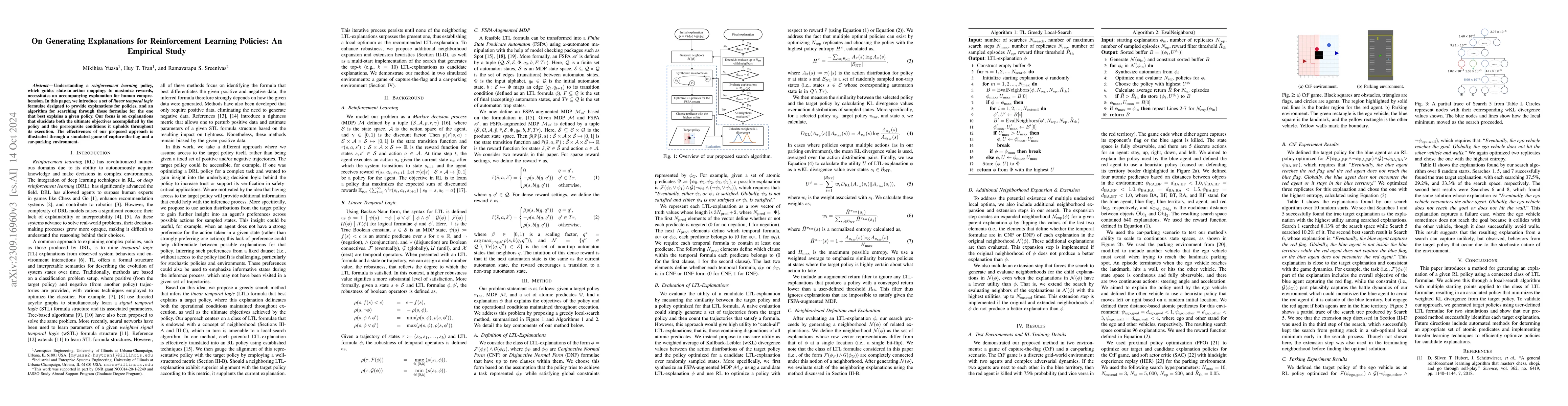 Thumbnail for On Generating Explanations for Reinforcement Learning Policies: An
  Empirical Study
