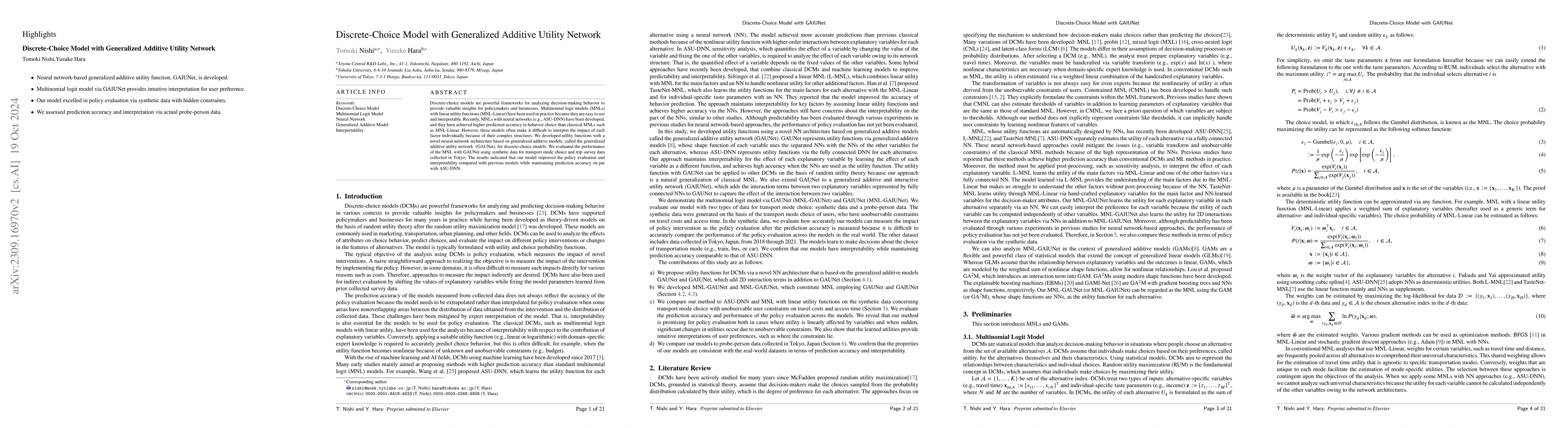 Thumbnail for Discrete-Choice Model with Generalized Additive Utility Network