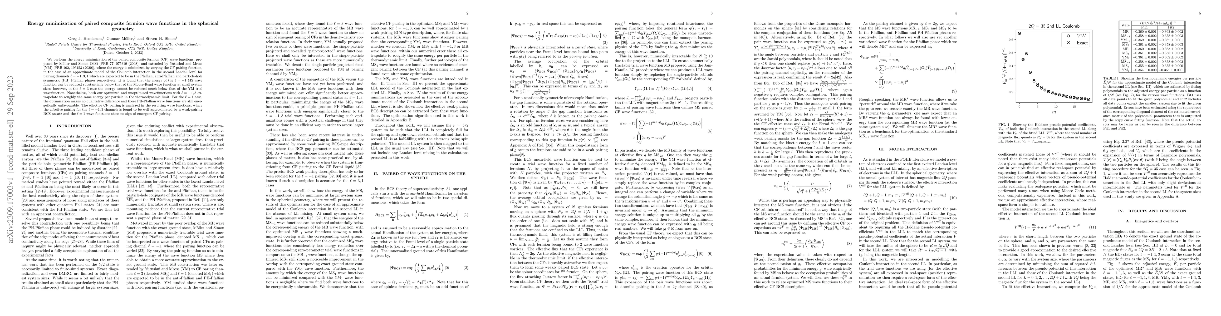 Thumbnail for Energy minimization of paired composite fermion wave functions in the
  spherical geometry
