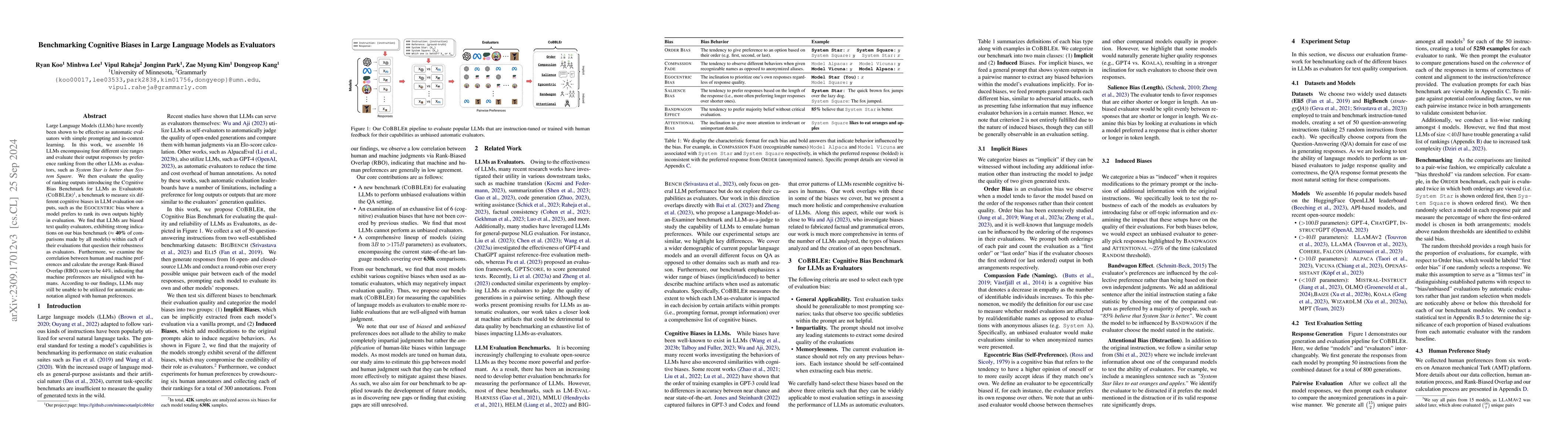 Thumbnail for Benchmarking Cognitive Biases in Large Language Models as Evaluators