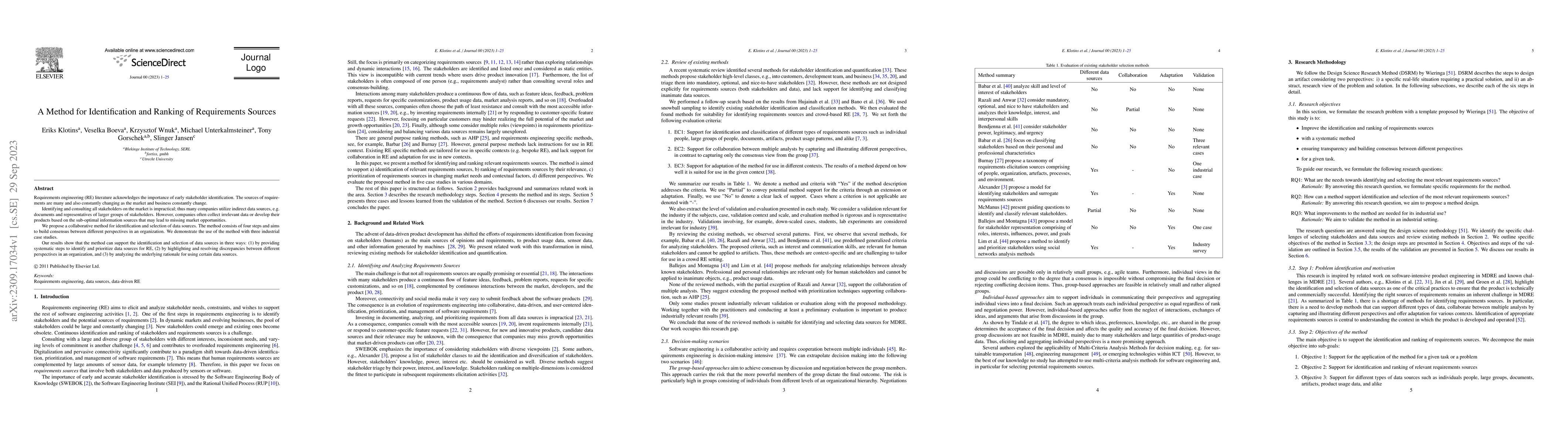 Thumbnail for A Method for Identification and Ranking of Requirements Sources