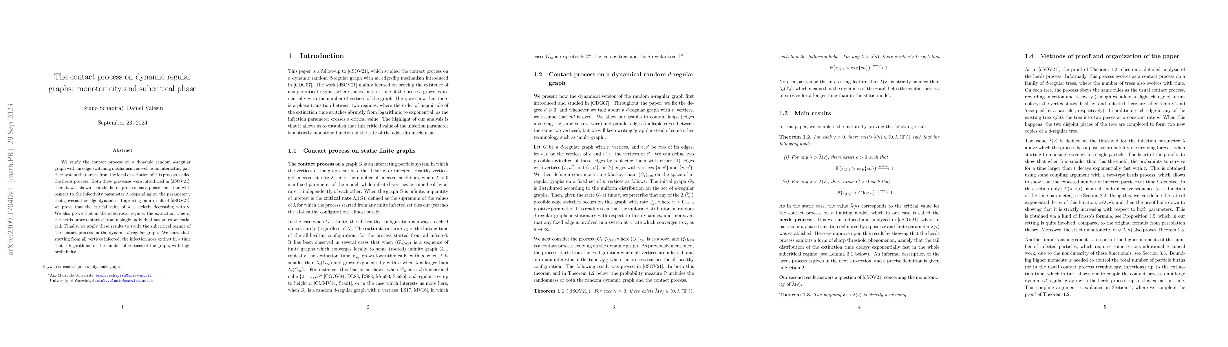 Thumbnail for The contact process on dynamic regular graphs: monotonicity and
  subcritical phase