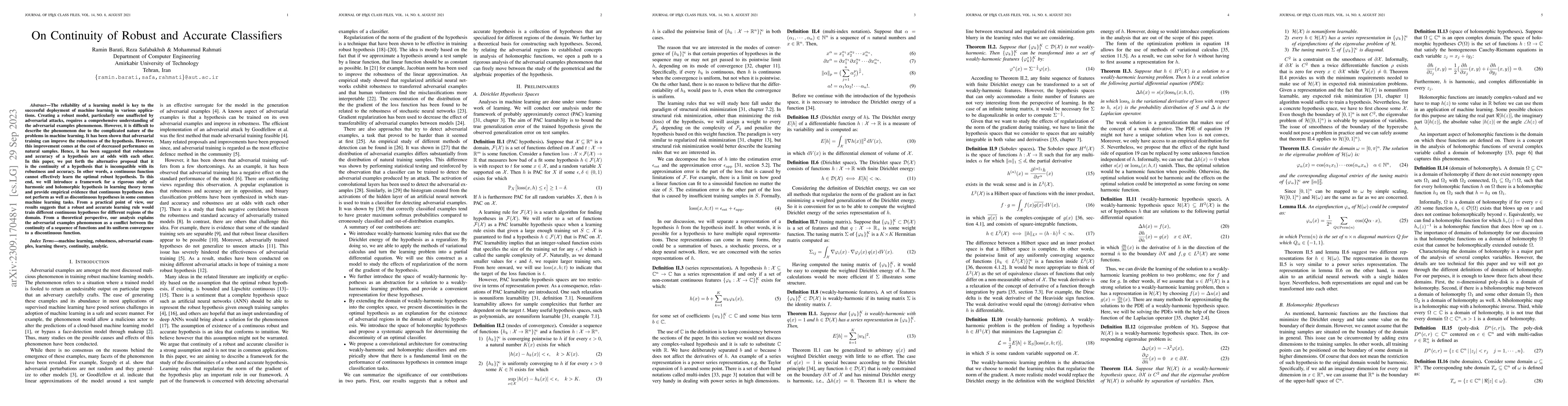 Thumbnail for On Continuity of Robust and Accurate Classifiers