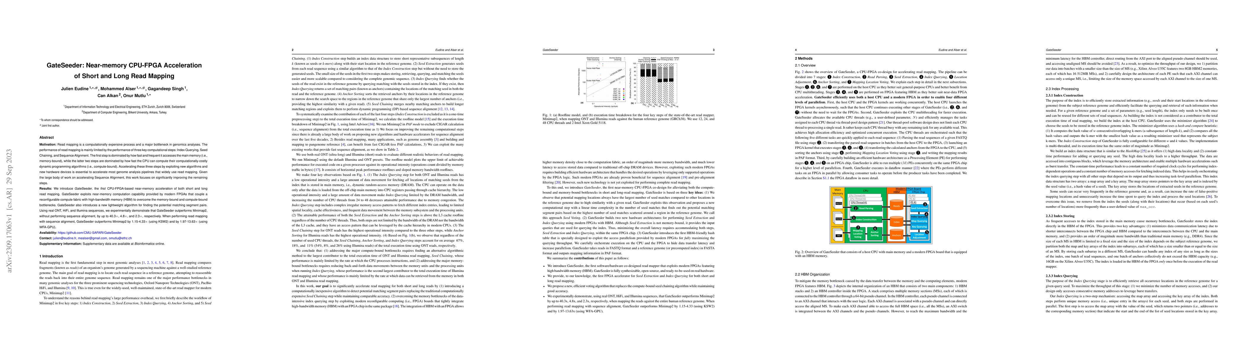 Thumbnail for GateSeeder: Near-memory CPU-FPGA Acceleration of Short and Long Read
  Mapping