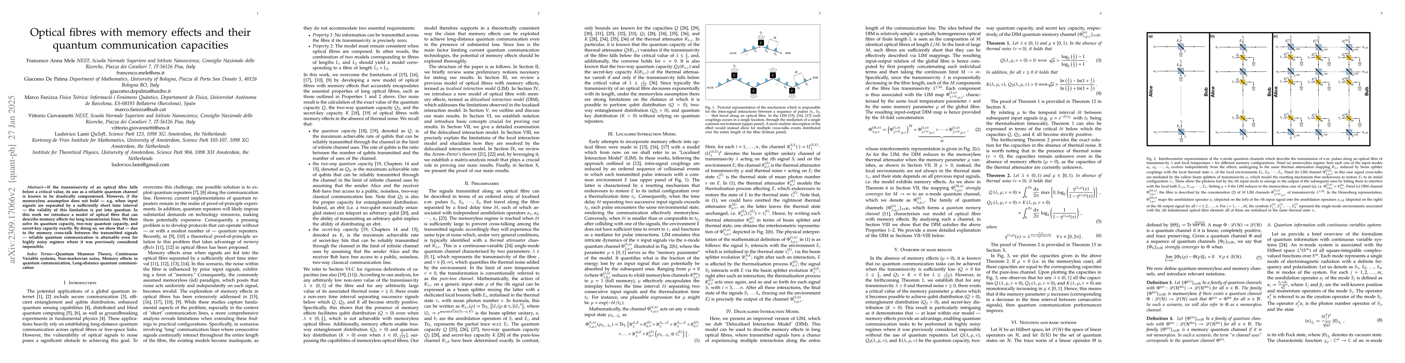 Thumbnail for Optical fibres with memory effects and their quantum communication
  capacities
