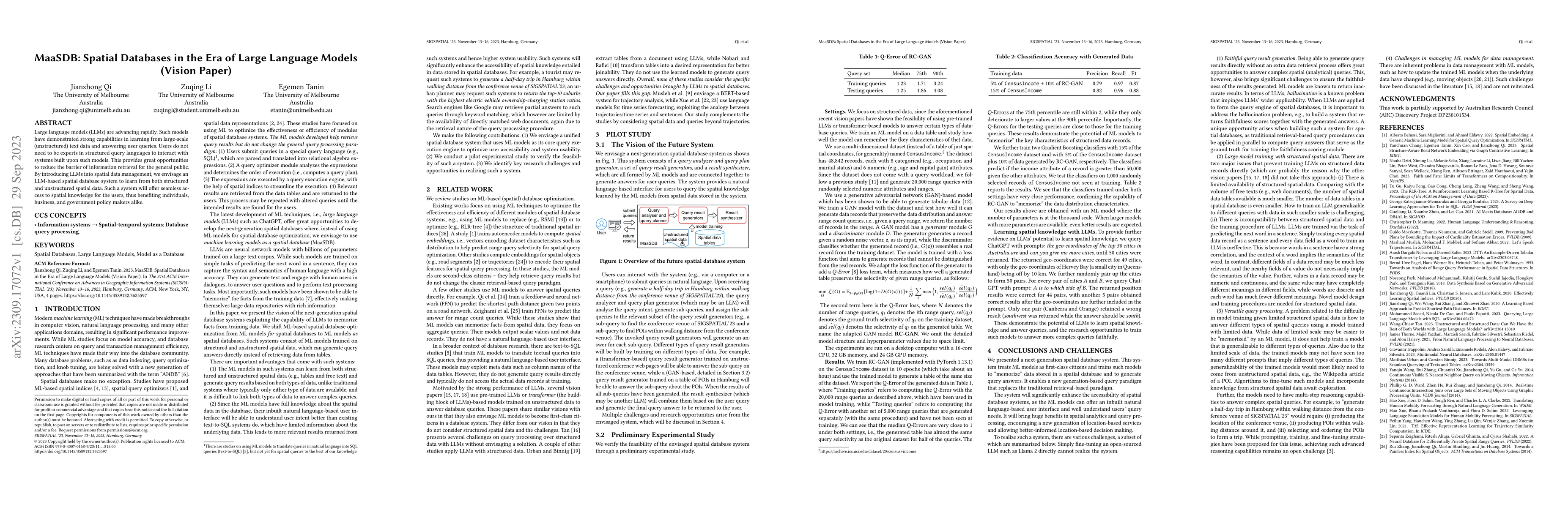 Thumbnail for MaaSDB: Spatial Databases in the Era of Large Language Models (Vision
  Paper)