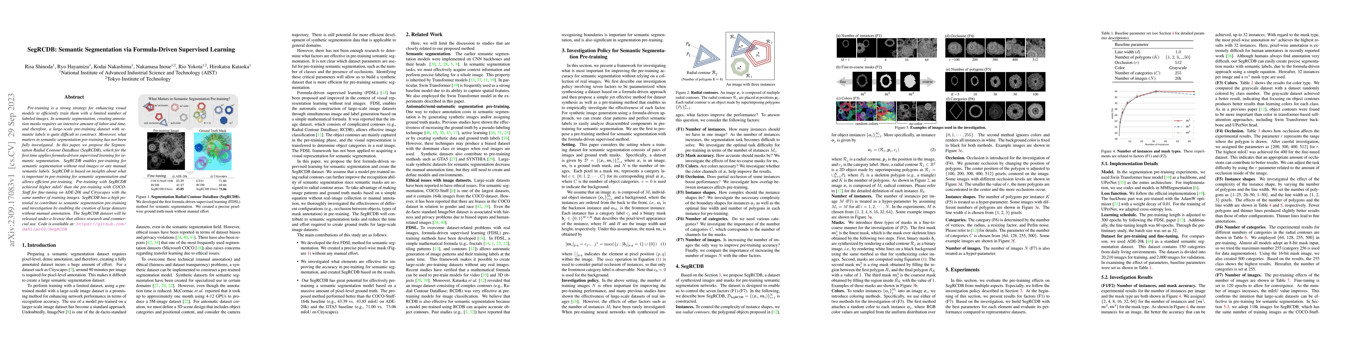 Thumbnail for SegRCDB: Semantic Segmentation via Formula-Driven Supervised Learning