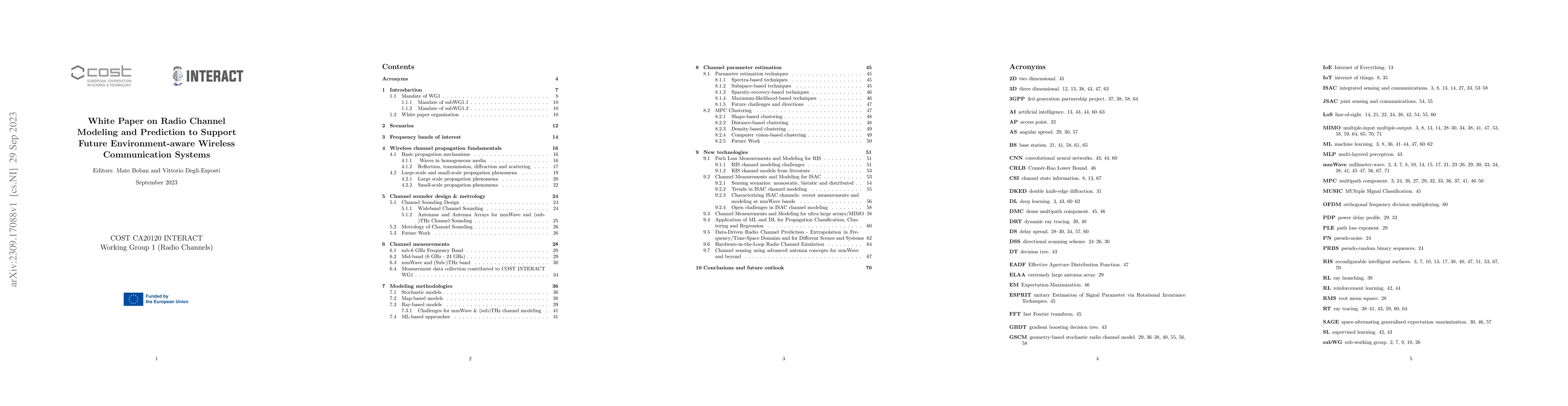 Thumbnail for White Paper on Radio Channel Modeling and Prediction to Support Future
  Environment-aware Wireless Communication Systems