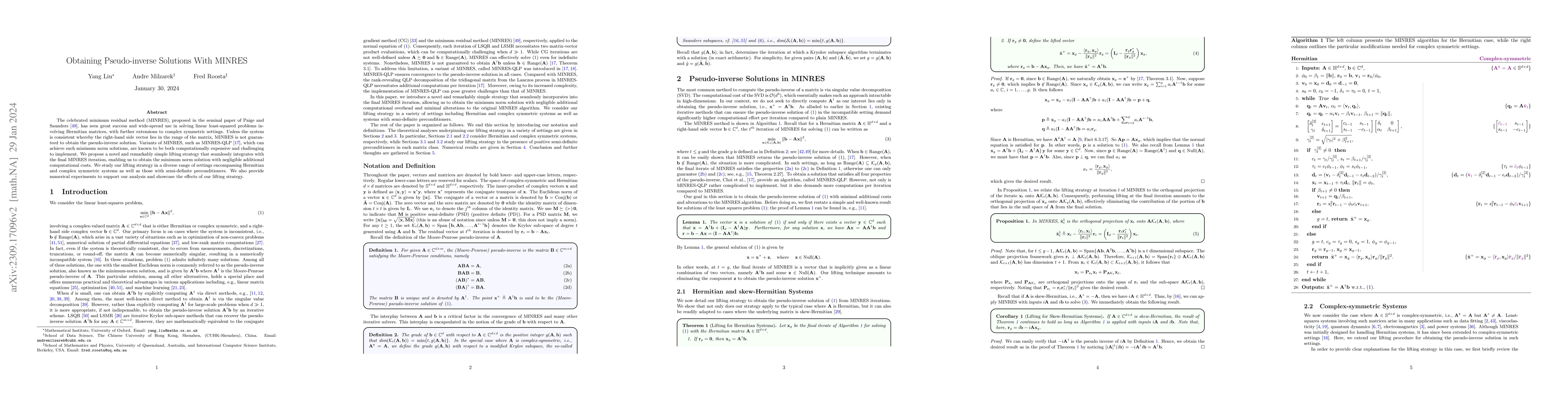 Thumbnail for Obtaining Pseudo-inverse Solutions With MINRES