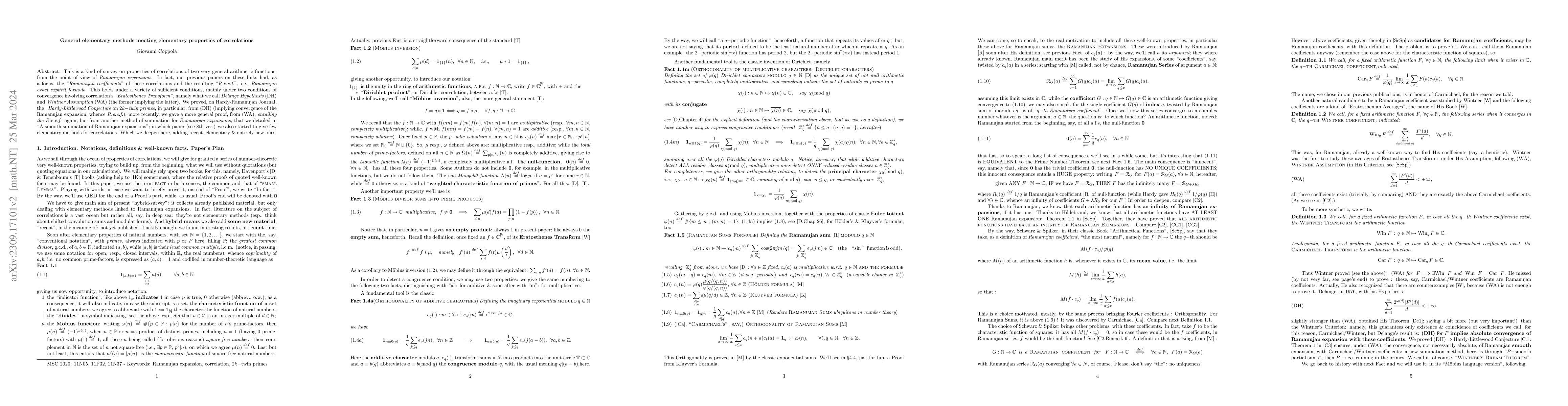Thumbnail for General elementary methods meeting elementary properties of correlations